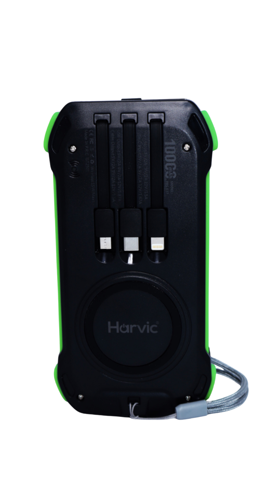 Power Bank Solar Harvic PBS637 10.000 mAh   Tu energía siempre contigo: carga rápida, 3 cables integrados y energía solar en un solo dispositivo.